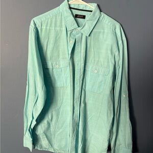 Alfani Long Sleeve Button-Up Shirt in Mint Green XL